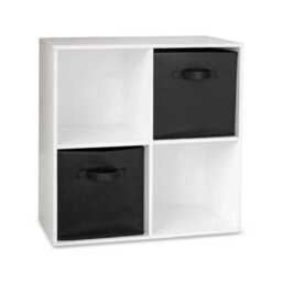 Cara Wooden 4 Cube Storage Unit - Black Baskets - thumbnail 1