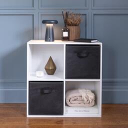 Cara Wooden 4 Cube Storage Unit - Black Baskets - thumbnail 2