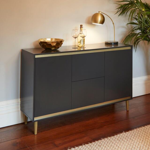 Iliana 2 Door Small Sideboard - Charcoal Grey - image 1