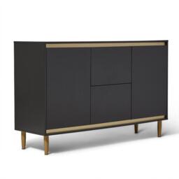 Iliana 2 Door Small Sideboard - Charcoal Grey - thumbnail 4