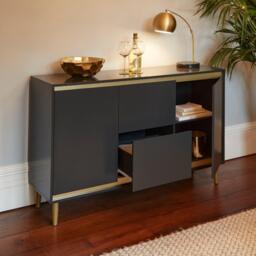 Iliana 2 Door Small Sideboard - Charcoal Grey - thumbnail 2