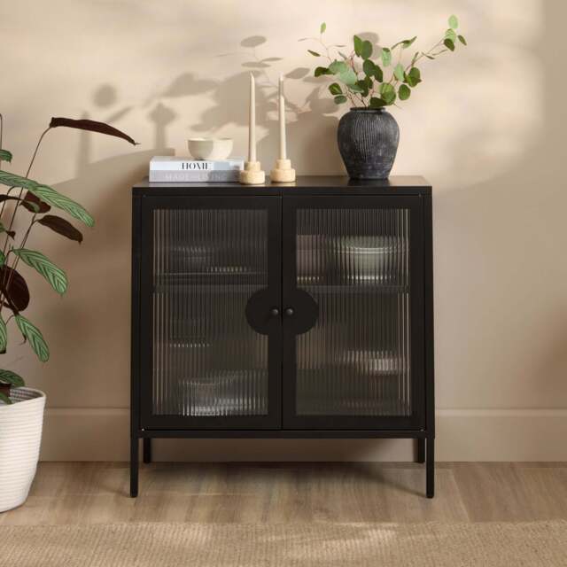 Indiana Black Metal 2 Door Sideboard - 80cm - image 1