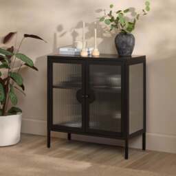 Indiana Black Metal 2 Door Sideboard - 80cm - thumbnail 2