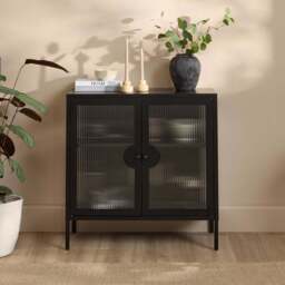 Indiana Black Metal 2 Door Sideboard - 80cm