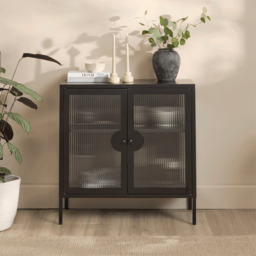 Indiana Black Metal 2 Door Sideboard - 80cm - thumbnail 3