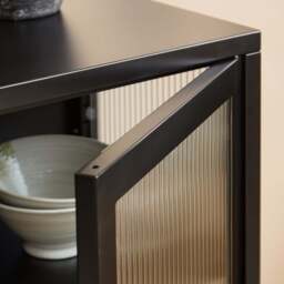 Indiana Black Metal 2 Door Sideboard - 80cm - thumbnail 4