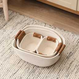 Eynsford Rectangular Baskets - Set of 4 - White - thumbnail 2