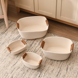 Eynsford Rectangular Baskets - Set of 4 - White - thumbnail 1