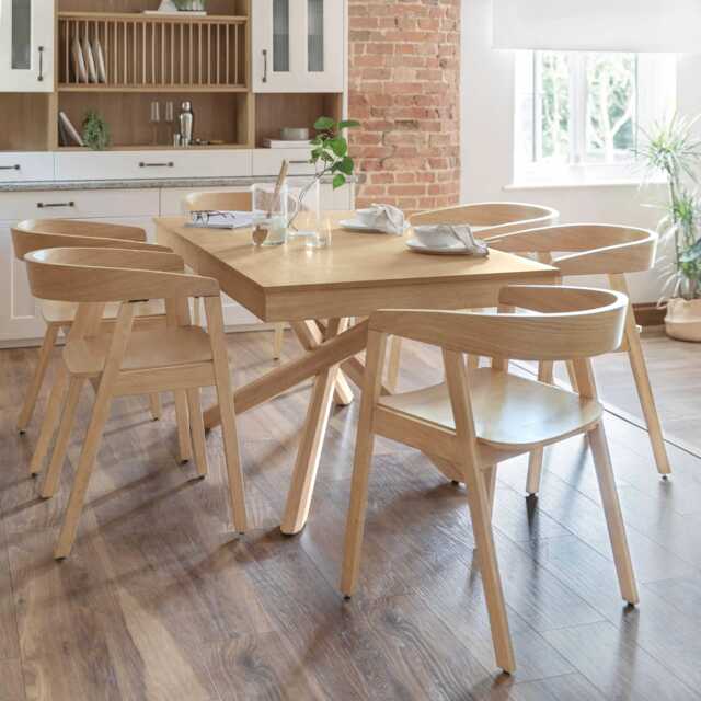Amelia Pale Oak Extendable Dining Table Set - 6 Seater - Pale Oak Armchairs - image 1