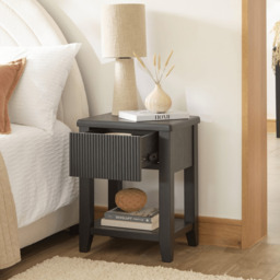 Raleigh Black 1 Drawer Bedside Table - thumbnail 3