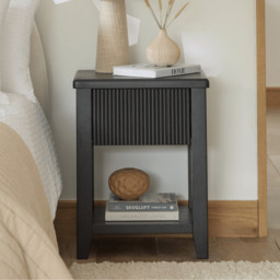 Raleigh Black 1 Drawer Bedside Table - thumbnail 1