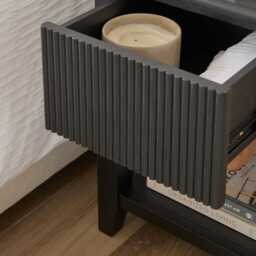 Raleigh Black 1 Drawer Bedside Table - thumbnail 2