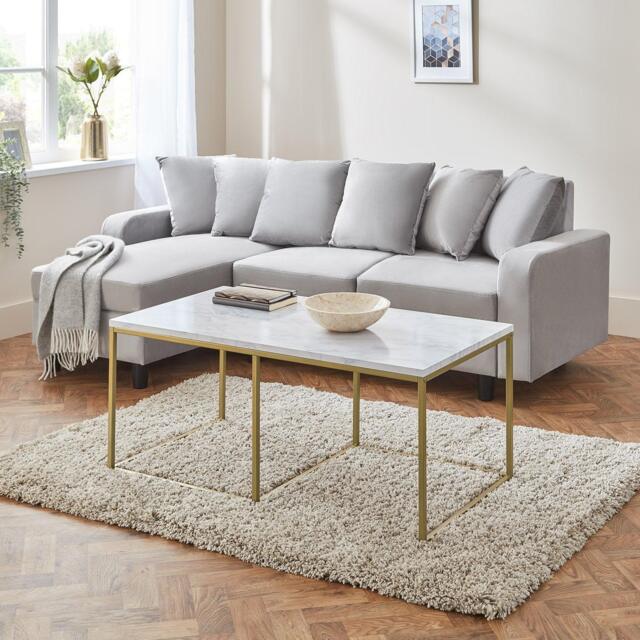 Jay Marble Effect Coffee Table - Gold Frame - image 1