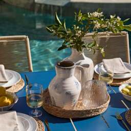 Wilder 6 Seater Blue Garden Dining Set with Ryder Clay Chairs - thumbnail 6