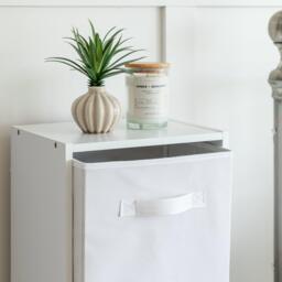 Cara 4 Tier Storage Unit / Chalk White Bookcase with White Boxes - thumbnail 4