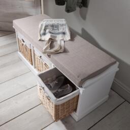 Fyfield 3 Seater Hallway Storage Bench with Storage - White - thumbnail 5