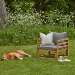 Rowan 2 Garden Armchairs with Coffee Table Set - Grey - thumbnail 6