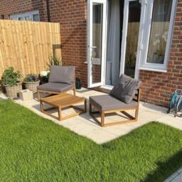 Rowan 2 Garden Armchairs with Coffee Table Set - Grey - thumbnail 3