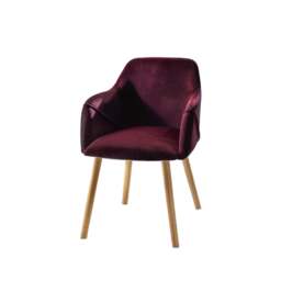 Ella 160cm Pale Oak Dining Table Set - 6 Seater - 4 Freya Dining Chairs with  2 Freya Armchairs - Burgundy Red with Pale Oak Legs - thumbnail 5