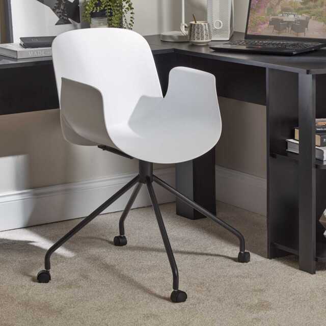 Logan Office Swivel Chair - White with Black Legs - image 1