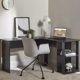 Logan Office Swivel Chair - White with Black Legs - thumbnail 2