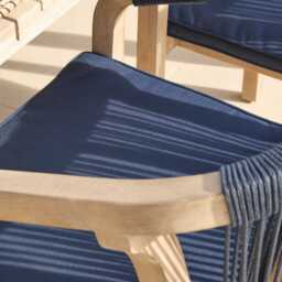 Saffron 6 Seater Extending Wooden Garden Dining Set with Shiro Navy Rope Chairs - thumbnail 6