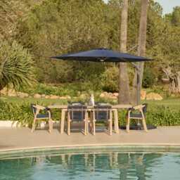 Saffron 6 Seater Extending Wooden Garden Dining Set with Shiro Navy Rope Chairs - thumbnail 2