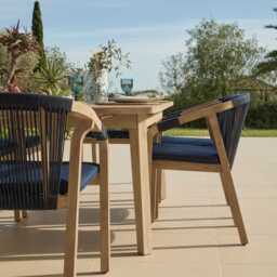 Saffron 6 Seater Extending Wooden Garden Dining Set with Shiro Navy Rope Chairs - thumbnail 3
