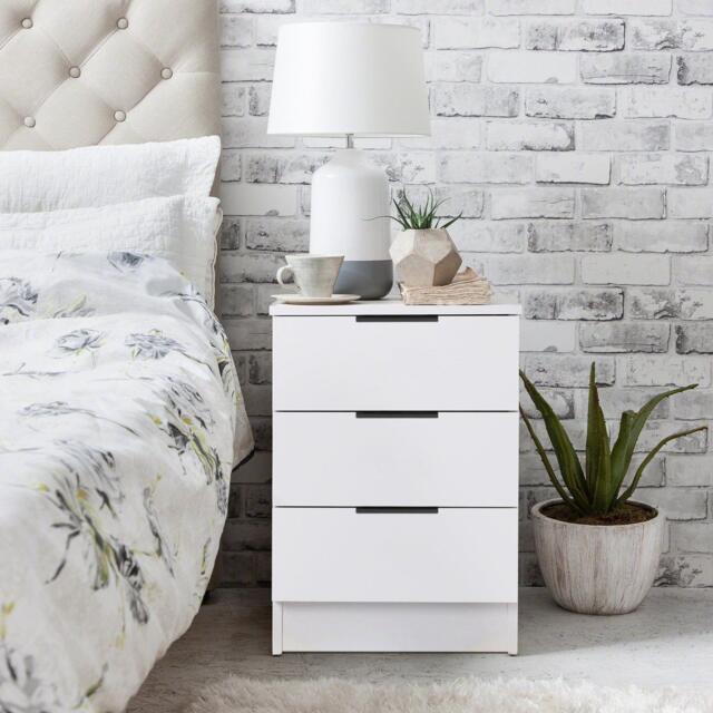 Essie 3 Drawer Bedside Table - White - image 1