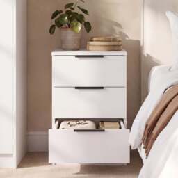 Essie 3 Drawer Bedside Table - White - thumbnail 3