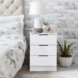 Essie 3 Drawer Bedside Table - White - thumbnail 1