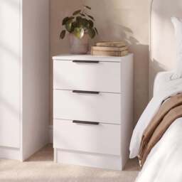 Essie 3 Drawer Bedside Table - White - thumbnail 2