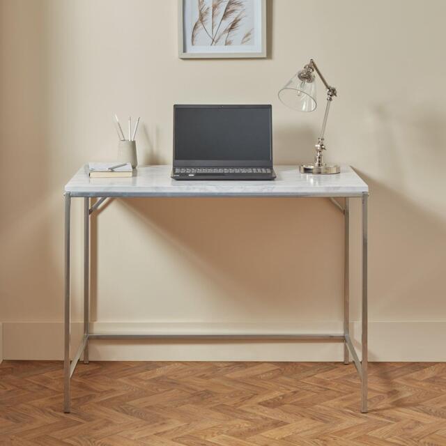Jay Marble Effect Desk - Chrome - image 1