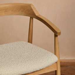 Carter Boucle Dining Armchairs - Set of 2 - Whitewash Oak Legs - thumbnail 3