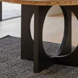 Jade Mango Wood Round Dining Table Set - 4 Seater - Freya Fern Green Dining Chairs with Black Legs - thumbnail 5