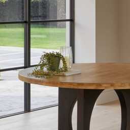 Jade Mango Wood Round Dining Table Set - 4 Seater - Freya Fern Green Dining Chairs with Black Legs - thumbnail 4