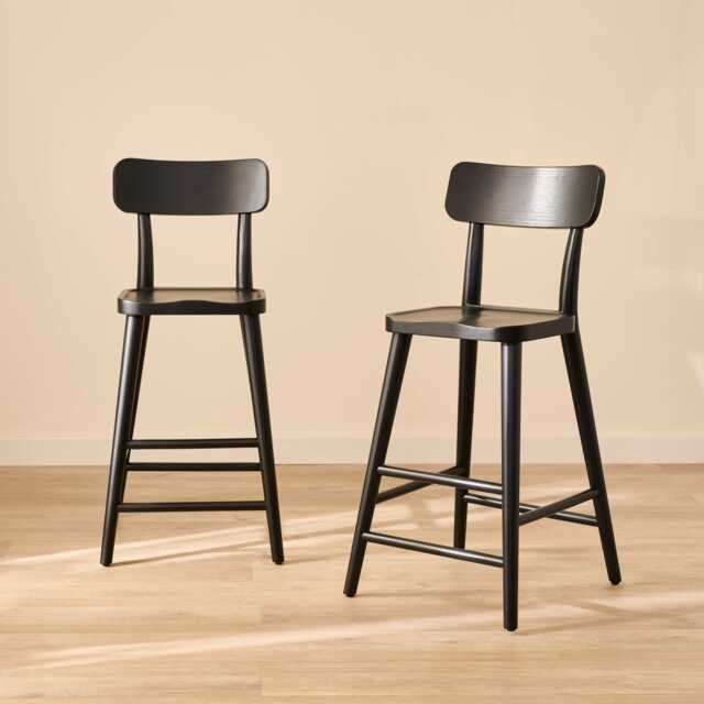 Silvester Black Bar Stool with Backrest - image 1