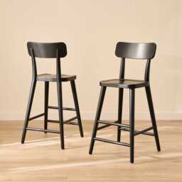 Silvester Black Bar Stool with Backrest - thumbnail 2