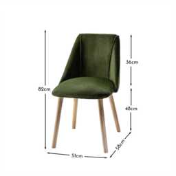Freya Fern Green Dining Chairs - Set of 2 - Whitewash Oak Legs - thumbnail 3