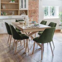 Freya Fern Green Dining Chairs - Set of 2 - Whitewash Oak Legs - thumbnail 2
