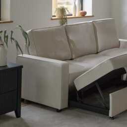 Hugo Corner Sofa Bed with Storage - White - thumbnail 3