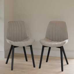 Amelia Whitewash Extendable Dining Table Set - 6 Seater - Bella Soft Beige Dining Chairs - Black Legs - thumbnail 3