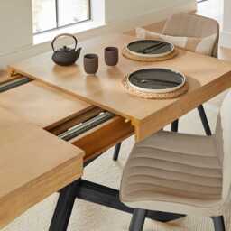 Amelia Whitewash Extendable Dining Table Set - 6 Seater - Bella Soft Beige Dining Chairs - Black Legs - thumbnail 5