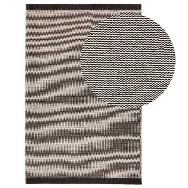 Cotham Black & Natural Striped Wool with Cotton Rug - 200 x 290cm - image 1
