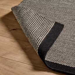 Cotham Black & Natural Striped Wool with Cotton Rug - 200 x 290cm - thumbnail 2