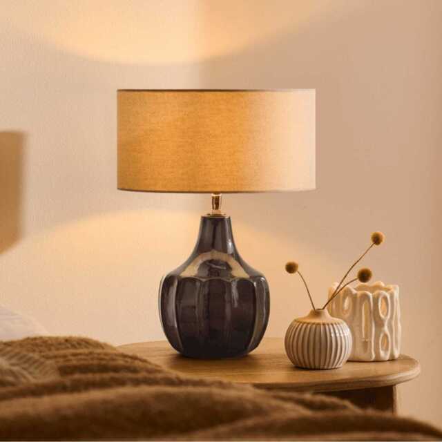 Midford Dark Grey Glass Table Lamp Base - 22cm - image 1