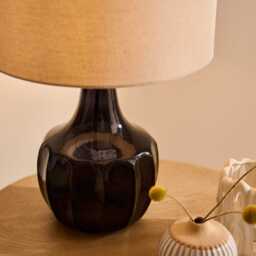 Midford Dark Grey Glass Table Lamp Base - 22cm - thumbnail 4