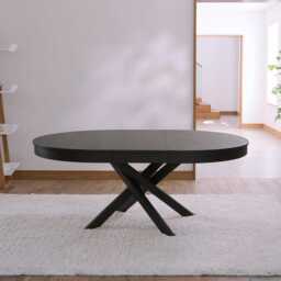 Amelia Black Oak Oval Extendable Dining Table - thumbnail 4
