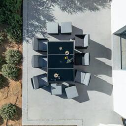 Cube 10 Seater Rattan Outdoor Dining Set with Grey Parasol - Black Weave - thumbnail 5