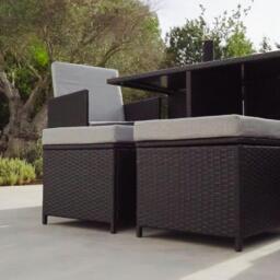 Cube 10 Seater Rattan Outdoor Dining Set with Grey Parasol - Black Weave - thumbnail 4